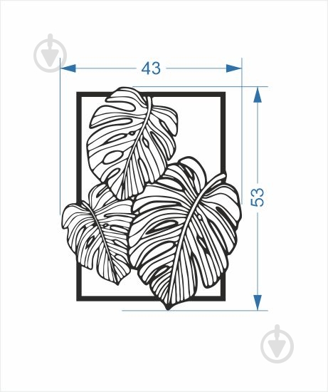 Панно STEEL CHARACTER Монстера 53x43 см черный - фото 3