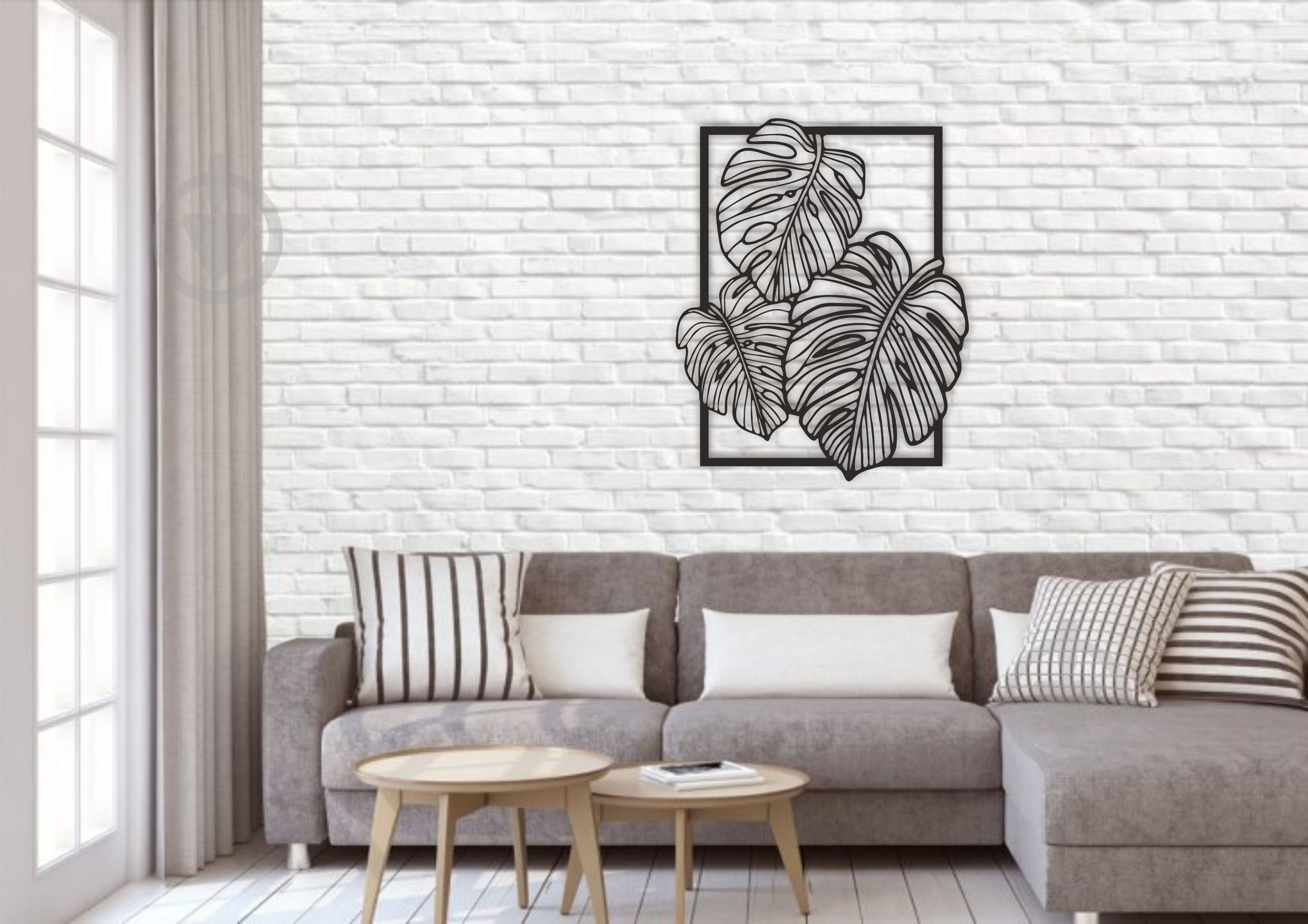 Панно STEEL CHARACTER Монстера 53x43 см черный - фото 2