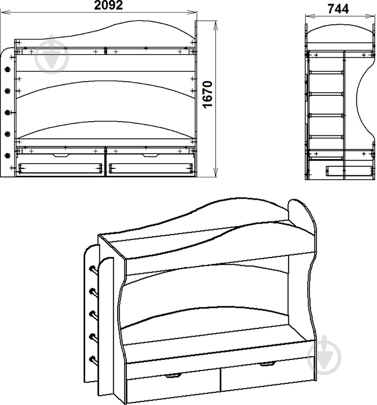 Ліжко Компаніт Бріз 70x190 см вільха - фото 2