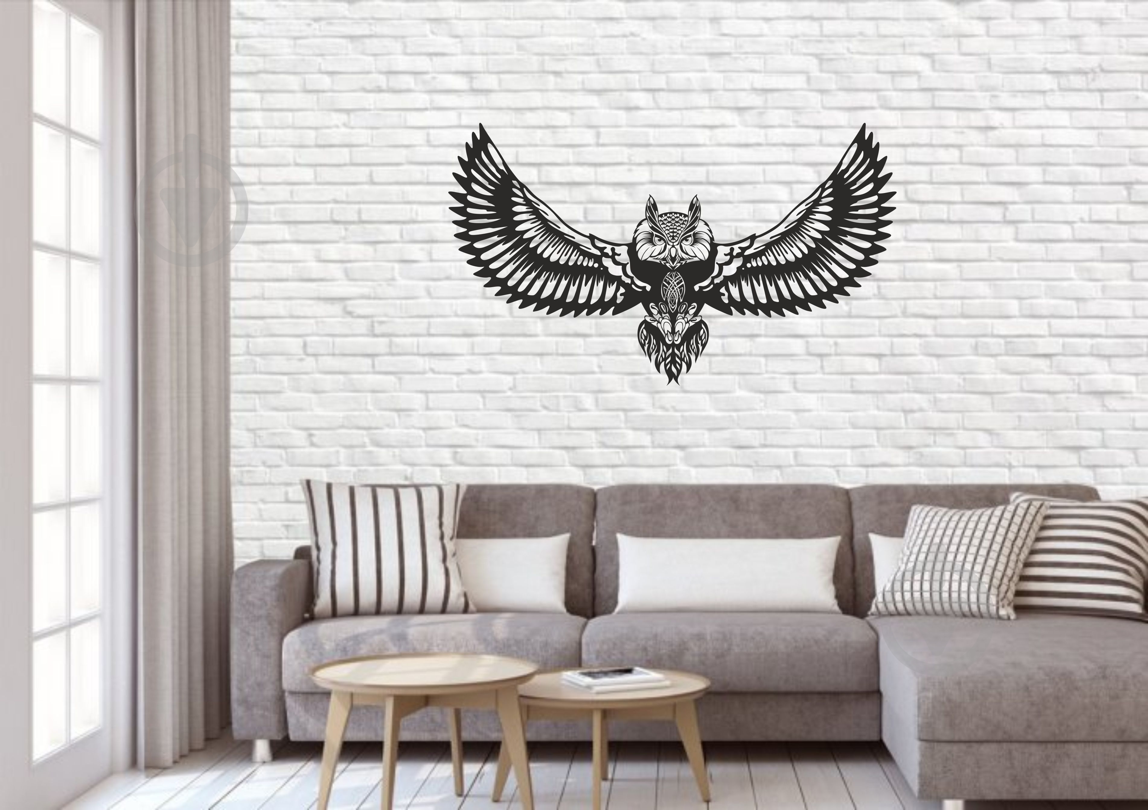 Декор настенный STEEL CHARACTER Сова 32x54 см черный - фото 1