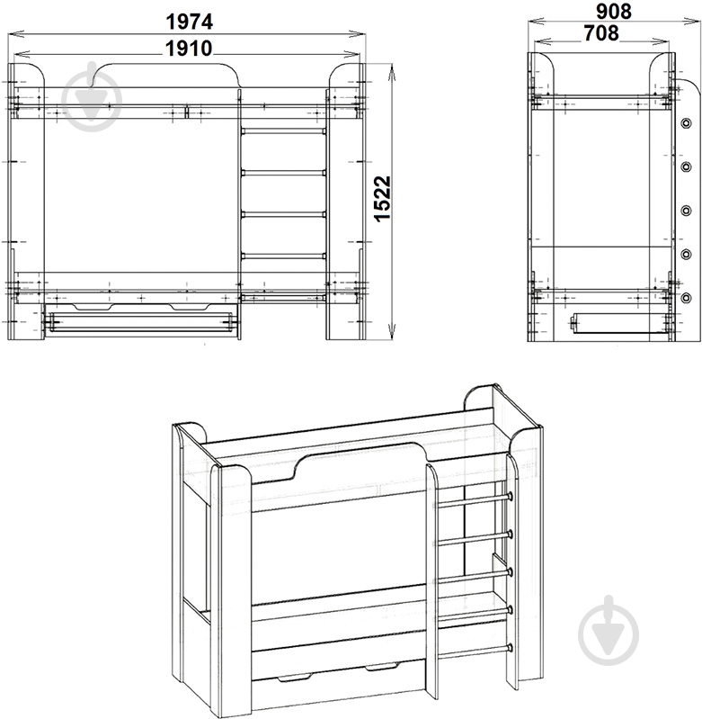 Кровать Компанит Твикс-2 70x190 см венге - фото 3 Кровать Компанит Твикс-2 70x190 см венге - фото 3