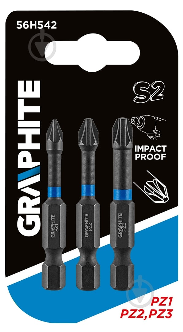 Бита GRAPHITE ударные 3 шт. 56H542 - фото 5
