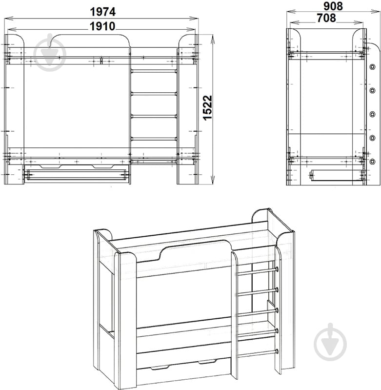 Кровать Компанит Твикс-2 70x190 см ольха - фото 3