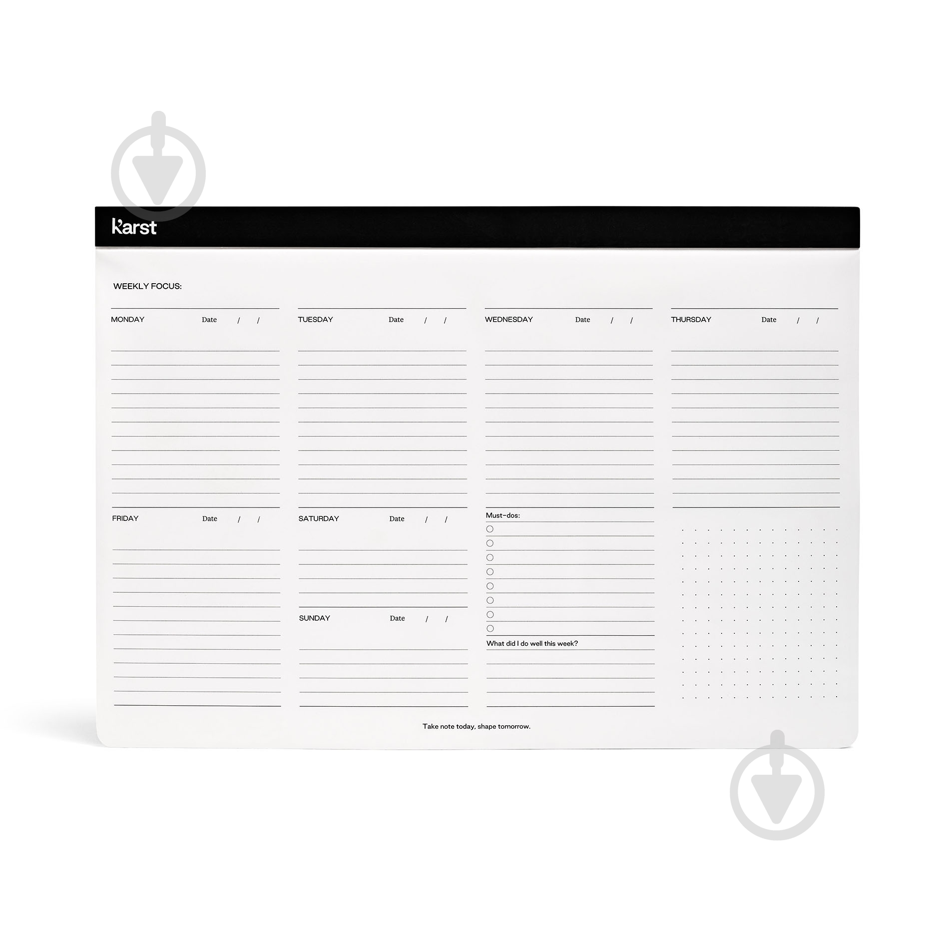 Нотатник Weekly Desk Pad A4 з місцем для дат чорний Karst Stone Paper - фото 2 Нотатник Weekly Desk Pad A4 з місцем для дат чорний Karst Stone Paper - фото 2
