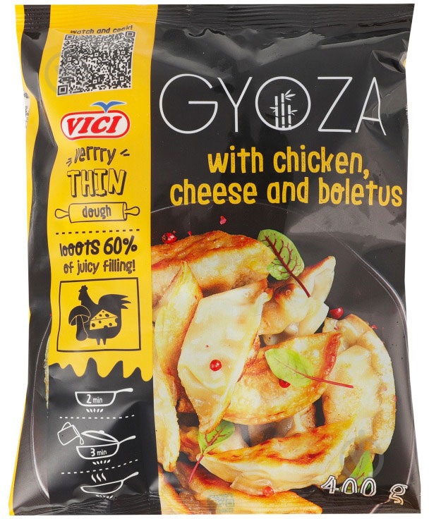 GIBOUS×QOOZA ᐉ Гиоза VICI с курицей сыром и грибами 400 г • Купить в Киеве