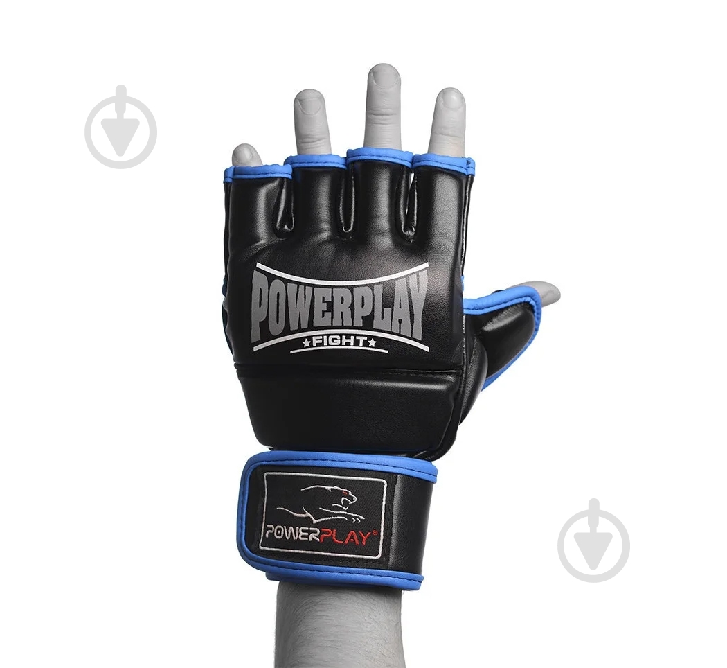 Перчатки для MMA PowerPlay р. L PP_3058 черный с синим - фото 2 Перчатки для MMA PowerPlay р. L PP_3058 черный с синим - фото 2