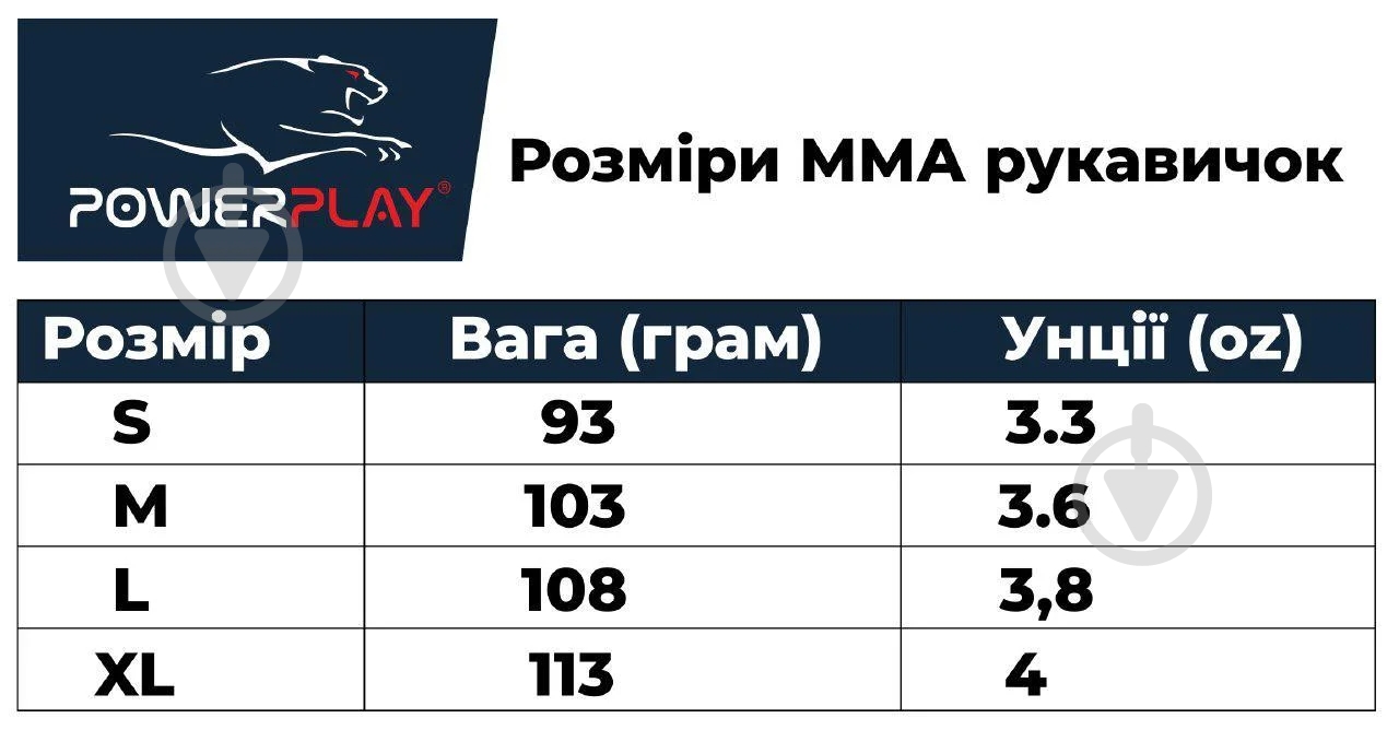 Перчатки для MMA PowerPlay р. L PP_3058 черный с синим - фото 7 Перчатки для MMA PowerPlay р. L PP_3058 черный с синим - фото 7