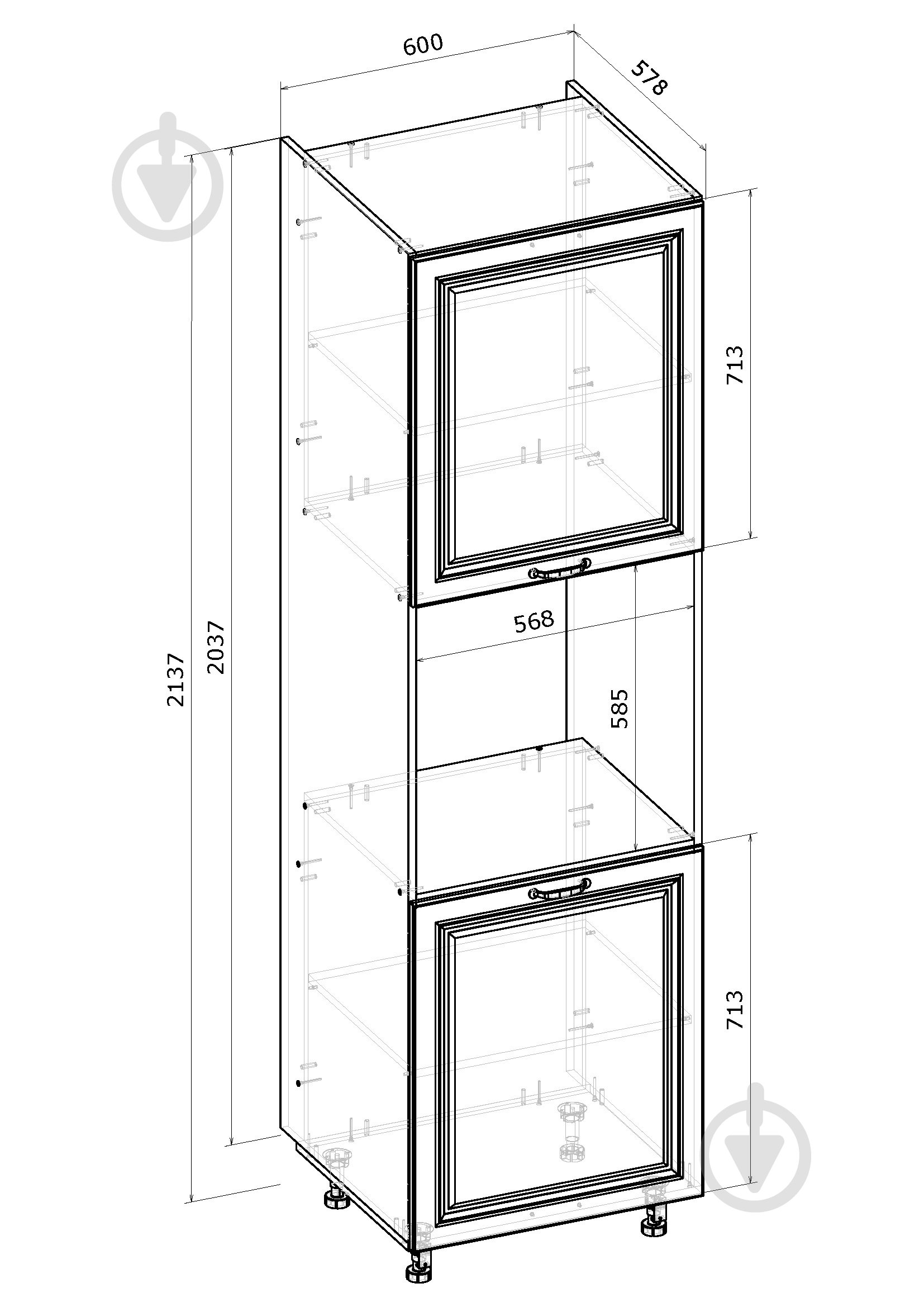 Шафа-пенал під духовку ШДР 60/214/56 МС Глорія_ASHEN /фасад МДФ №332 попелястий матовий/дуб артізан Грейд - фото 5 Шафа-пенал під духовку ШДР 60/214/56 МС Глорія_ASHEN /фасад МДФ №332 попелястий матовий/дуб артізан Грейд - фото 5