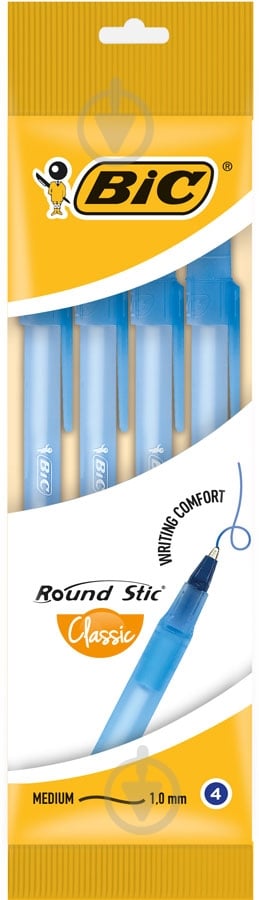 Набір ручок кулькових BIC Round Stic 4 шт. сині - фото 1