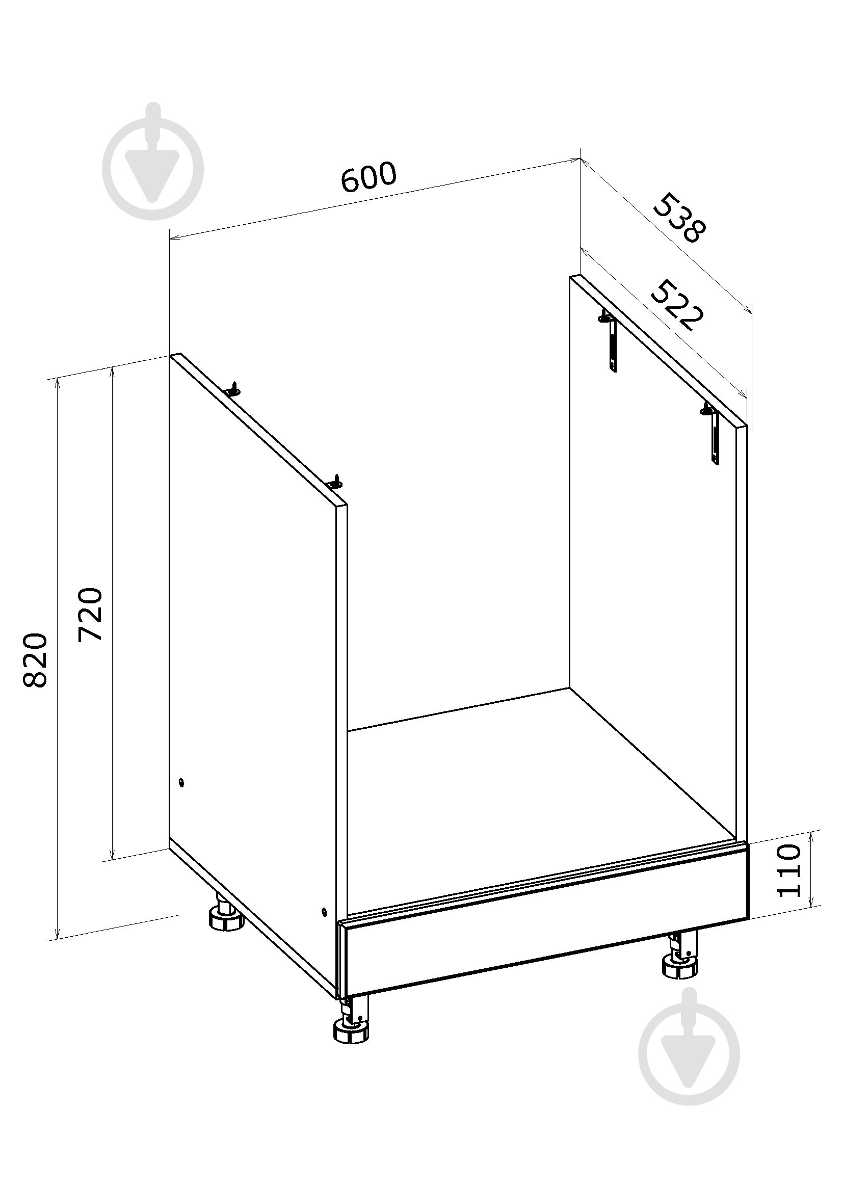 Тумба нижня під духовку НД 60/82/52 МС Глорія_ASHEN /фасад МДФ №332 попелястий матовий/дуб артізан Грейд - фото 4
