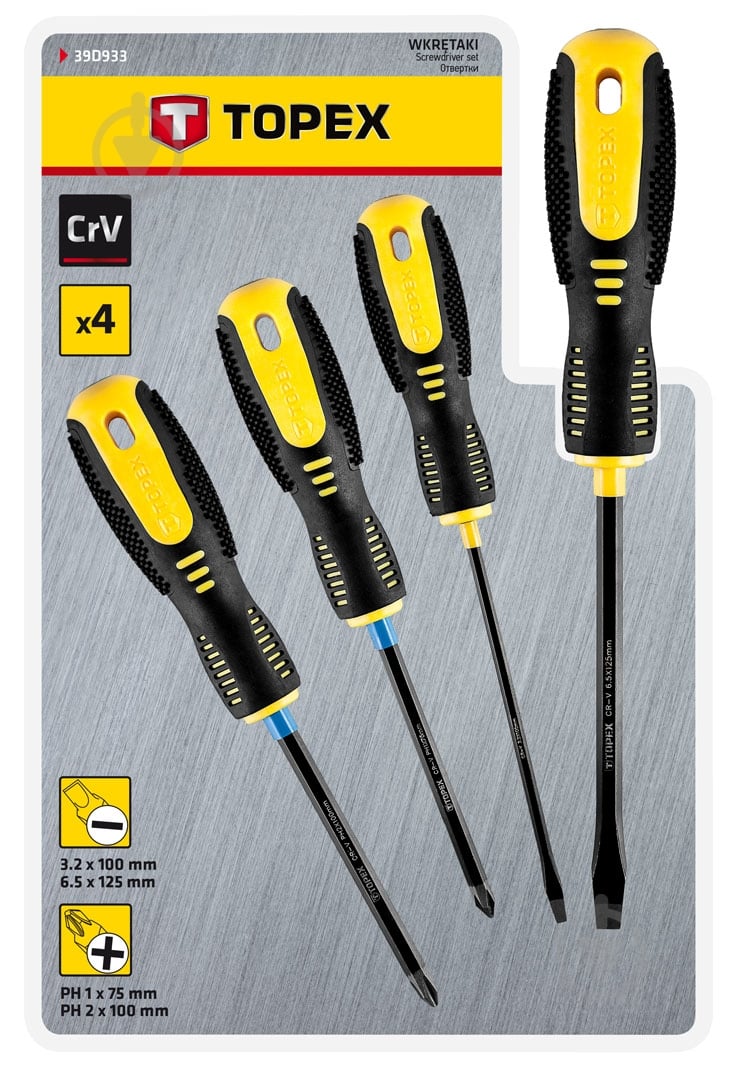 Набор отверток Topex 4 шт 39D933 - фото 2 Набор отверток Topex 4 шт 39D933 - фото 2