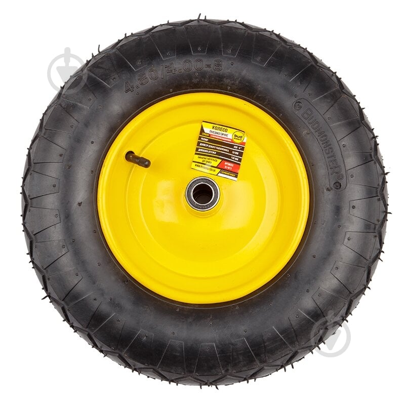 Колесо пневматическое Budmonster для тачки 4.00-8 (4.00x8) (01-049) 380 мм 57019 - фото 1