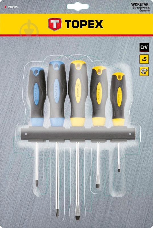 Набір викруток Topex 5 шт 39D885 - фото 2 Набір викруток Topex 5 шт 39D885 - фото 2