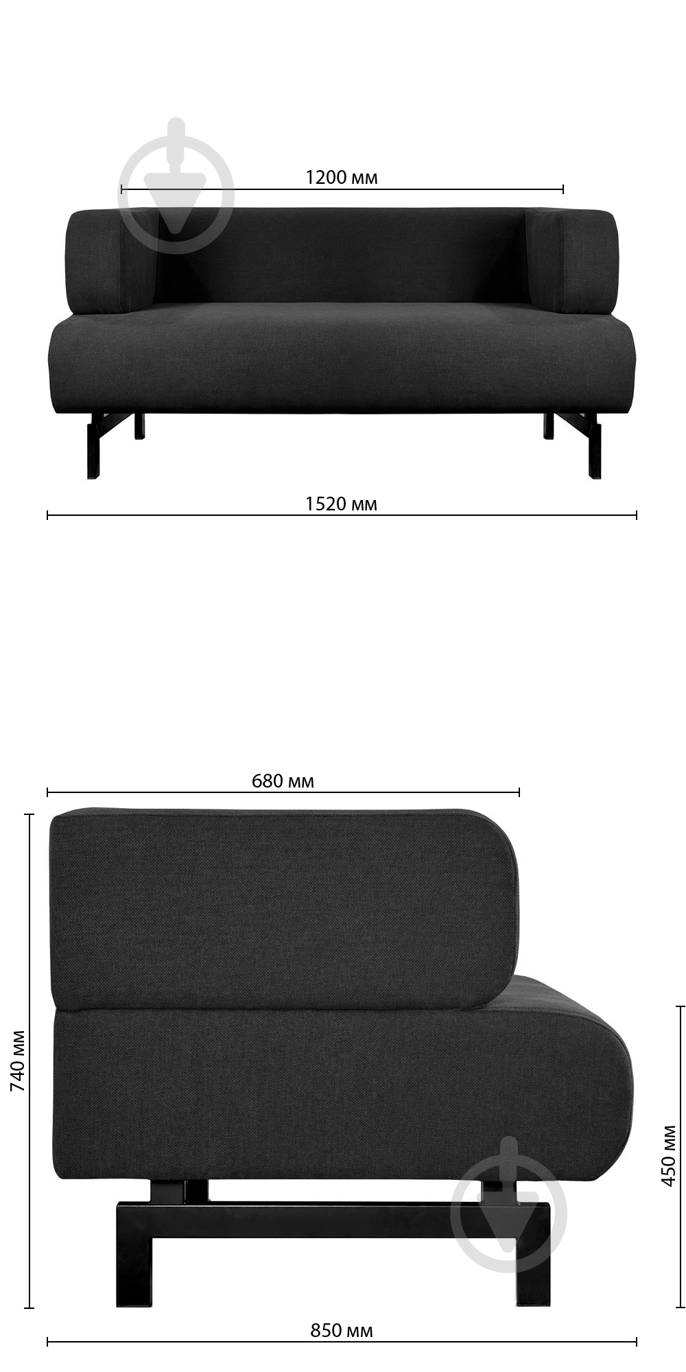 Диван офісний Richman Джанні подвійний каркас чорний Топаз 35 зелений 1520x850x740 мм - фото 20