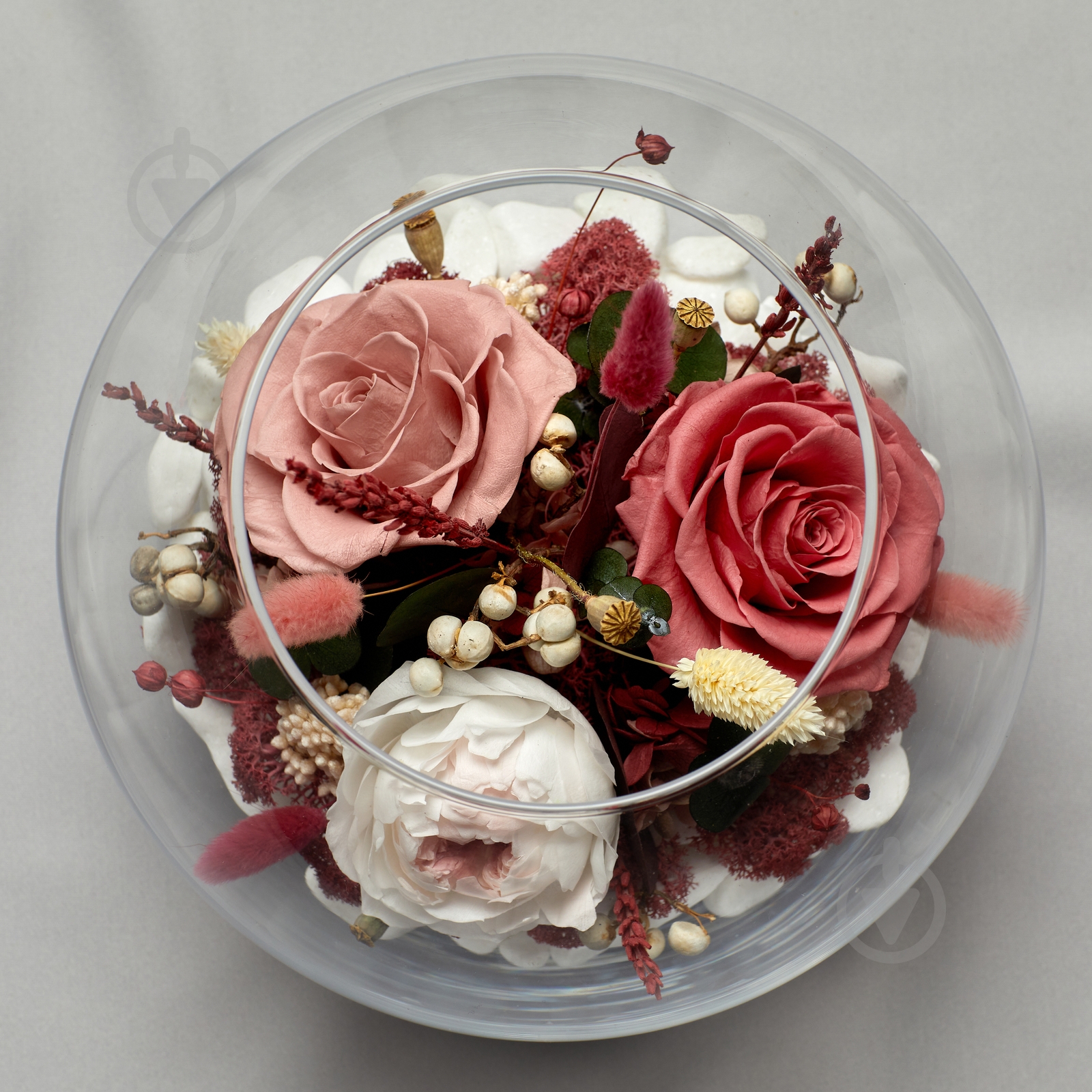 Композиция интерьерная Бургунди (с живыми стабилизированными цветами) в вазе FL.1.75 - фото 2