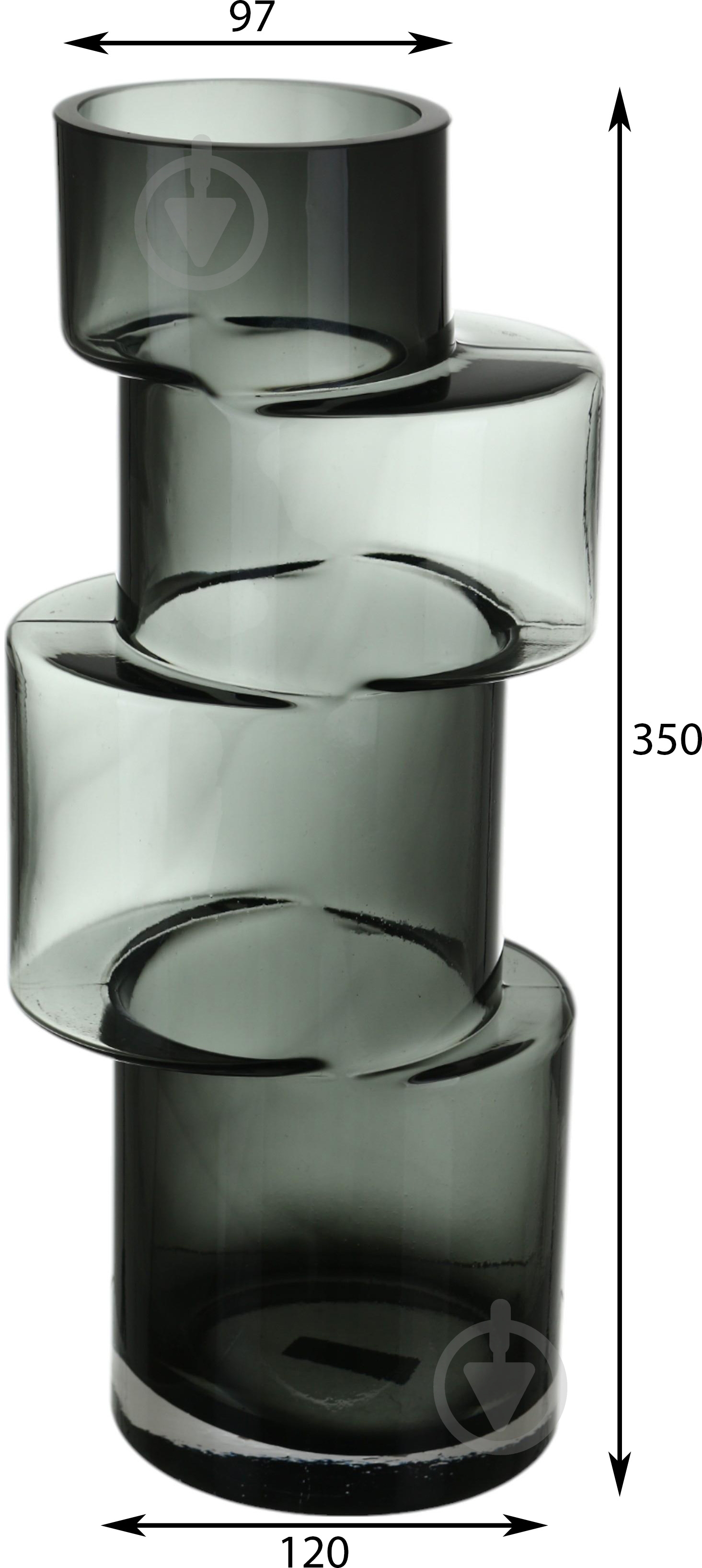Ваза скляна Wrzesniak Glassworks Meleta 35 см чорна 17-11016 - фото 2