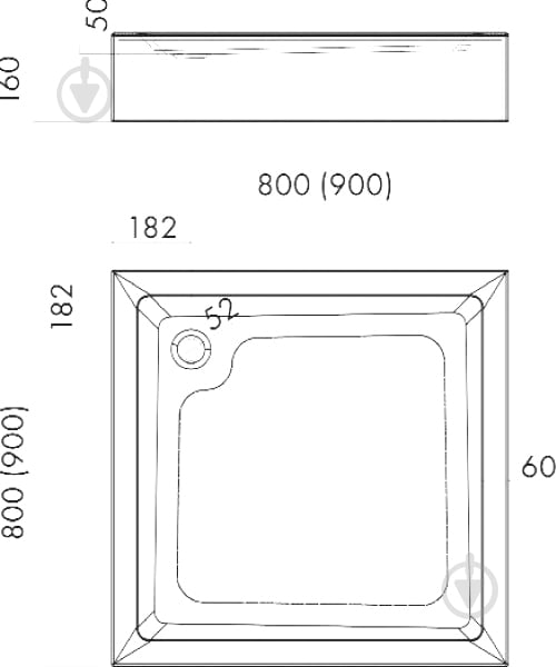 Поддон душевой Invena квадратный 80х80x15 AK-80-K83 - фото 3