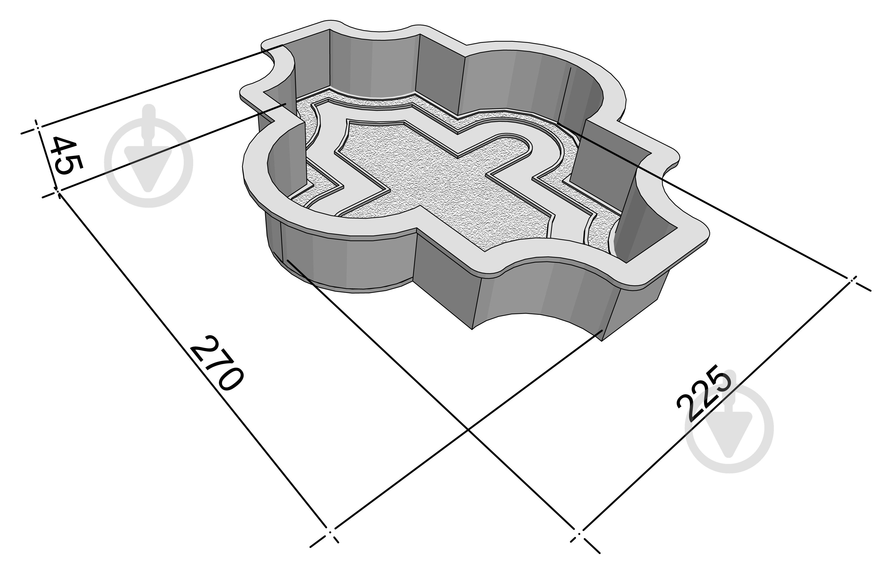 Форма Верес-2007 для тротуарної плитки h45 мм Мелірія з візерунком - фото 3