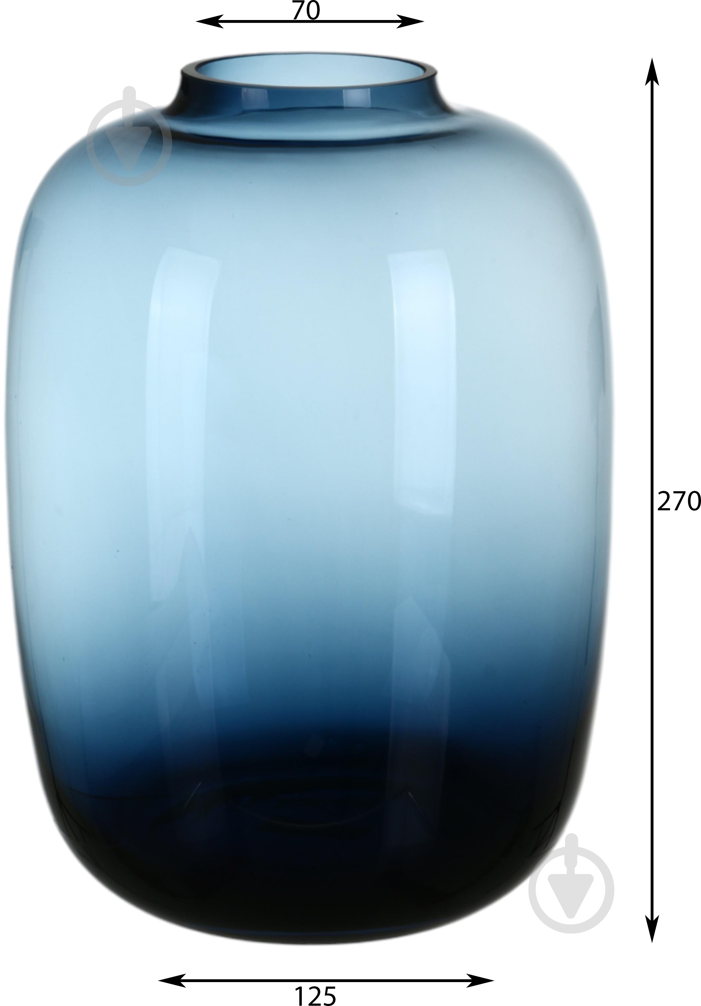 Ваза скляна Wrzesniak Glassworks Sihora 27 см синя 17-5008C - фото 2