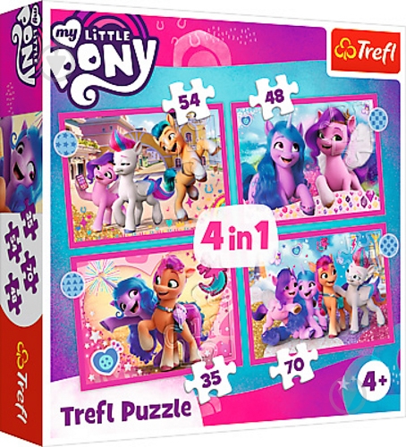 Пазлы Trefl 4 в 1 Цветные Пони 34375 - фото 1 Пазлы Trefl 4 в 1 Цветные Пони 34375 - фото 1