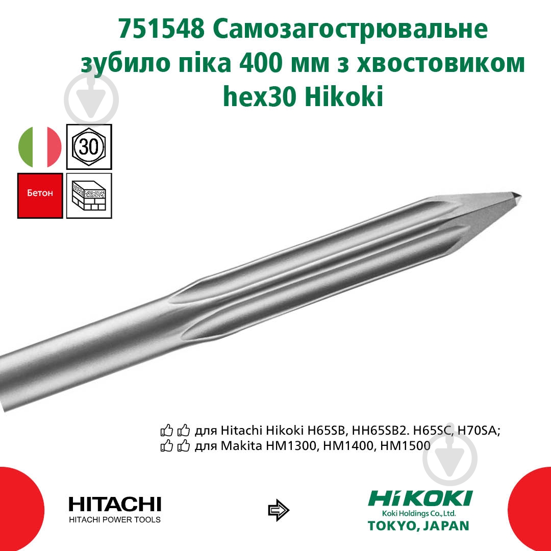Піка HIKOKI 751548 SDS HEX 410 мм 410 мм 1 шт. 751548 - фото 2
