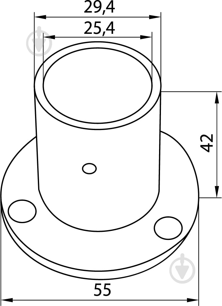 Фланець для труби DC d25 мм R-11M високий h41 мм - фото 2