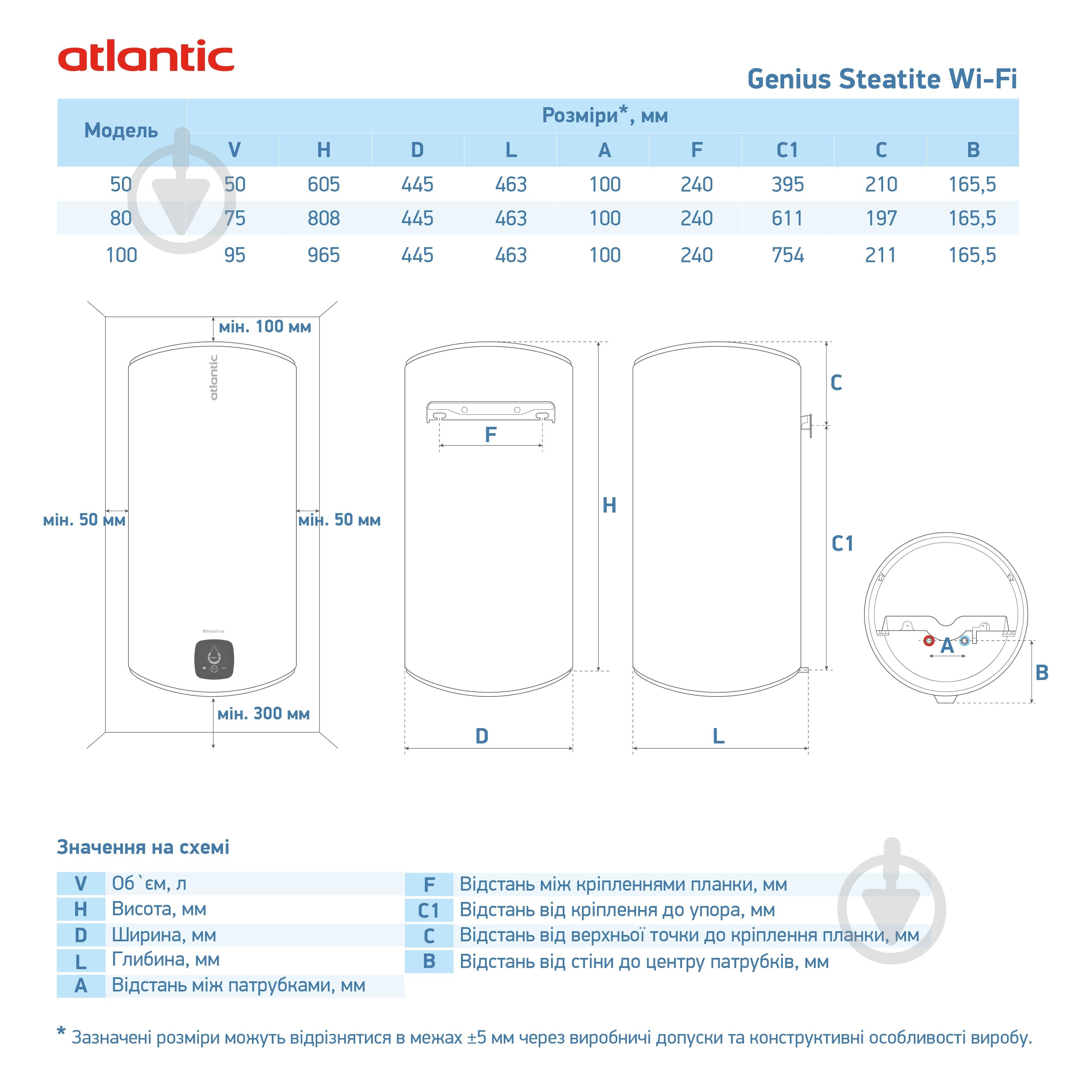 Бойлер Atlantic Steatite Genius WI-FI VM 080 D400S-3E-CW - фото 3