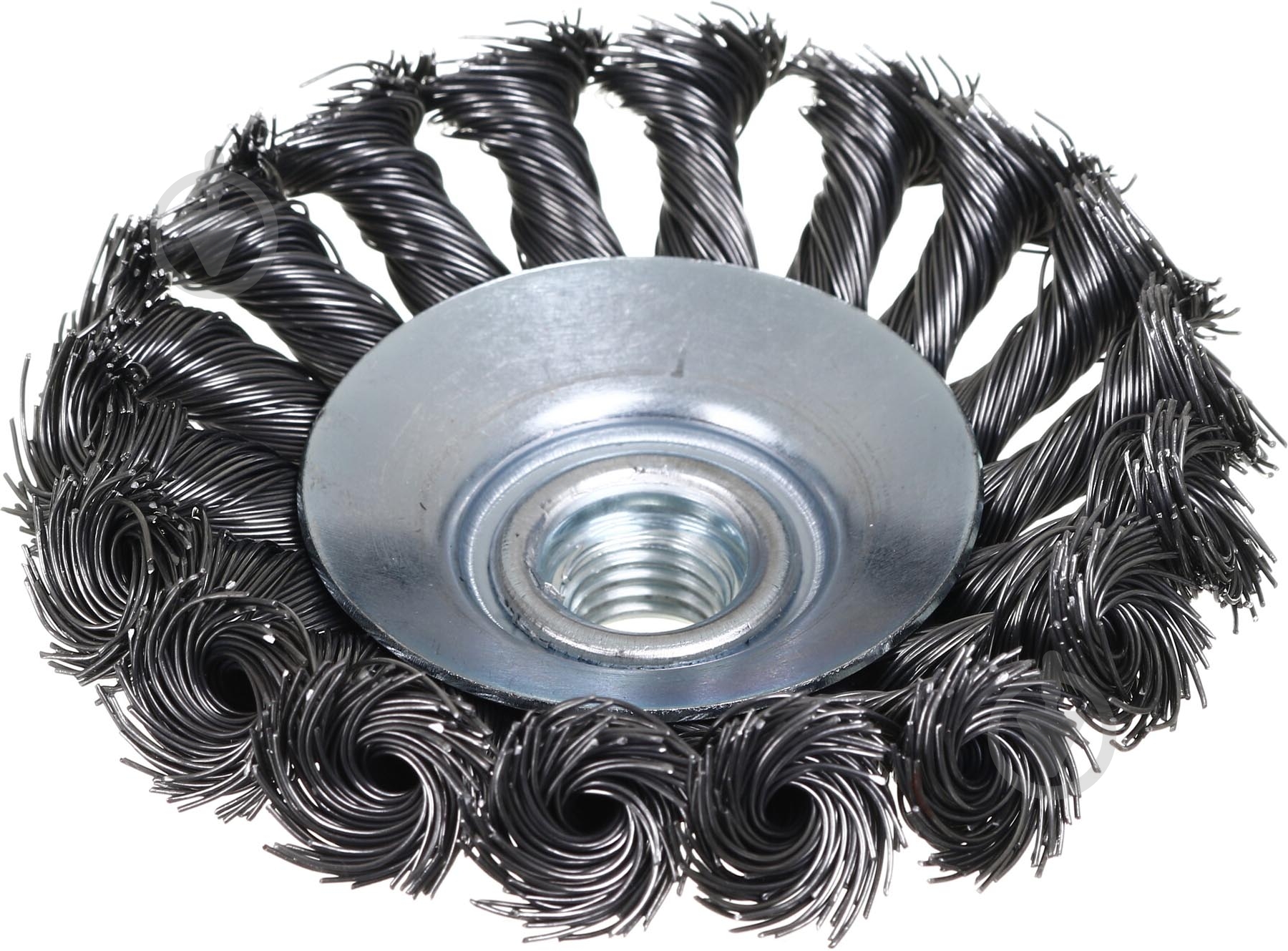 Щетка конусная для шлифмашины d100 мм M14 сталь проволока плетеная Expert - фото 2