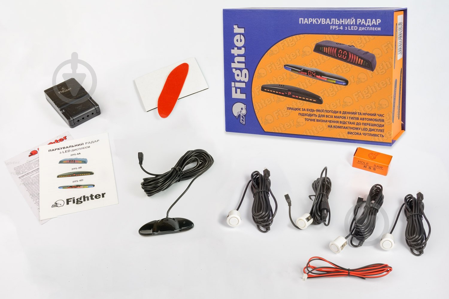Парковочный радар Fighter FPS-4D White - фото 5