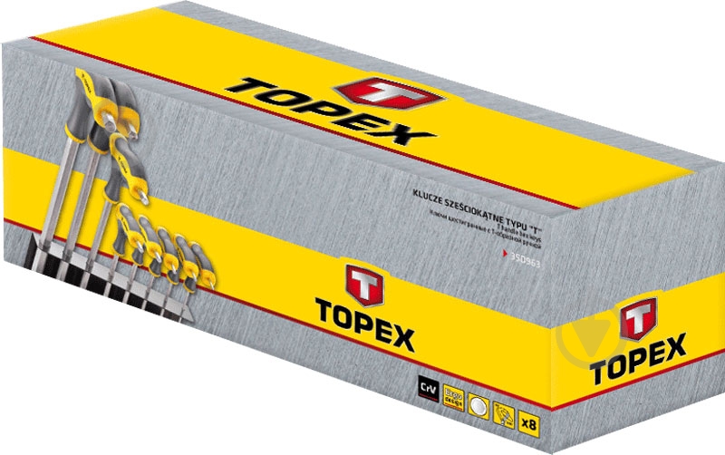 Набор ключей шестигранных Topex тип Т 2-10 мм 35D963 - фото 2