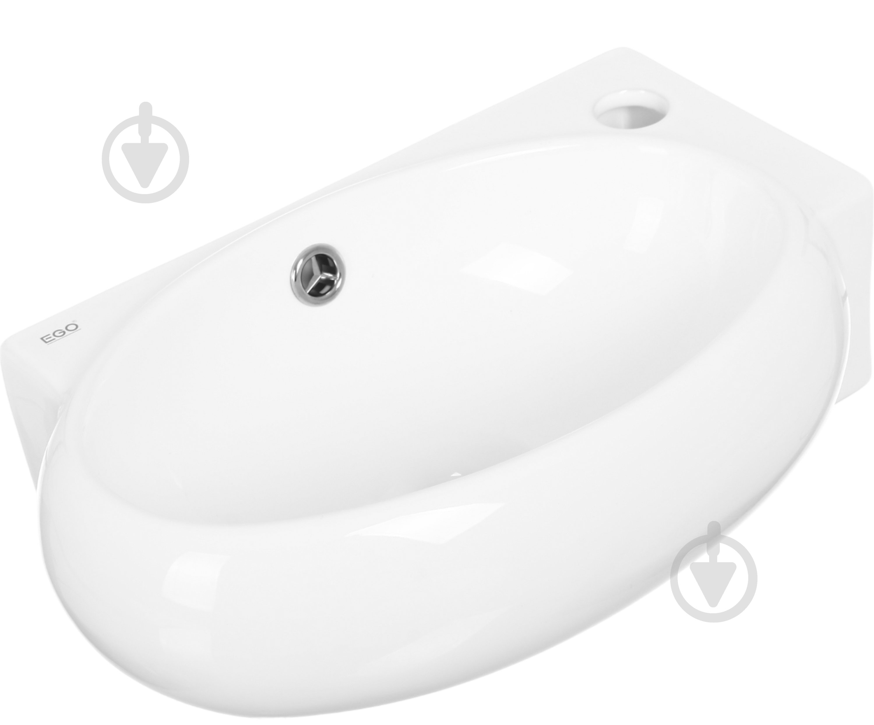 Умывальник EGO подвесной R 43х29х15 см с отверстием под смеситель - фото 1 Умывальник EGO подвесной R 43х29х15 см с отверстием под смеситель - фото 1