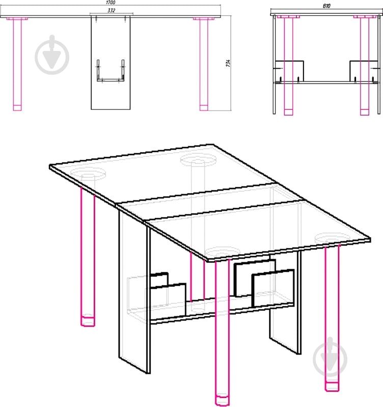 Стол-книжка Компанит 2 яблоня - фото 3 Стол-книжка Компанит 2 яблоня - фото 3