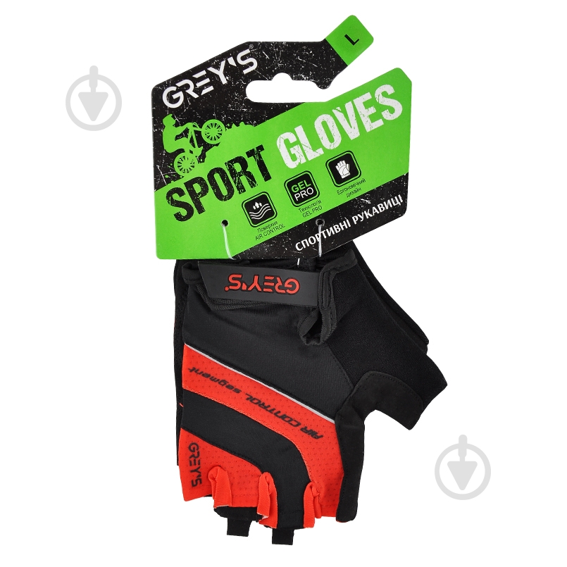 Велоперчатки GREY'S GR18333 L черный с красным - фото 1