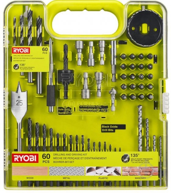 Набор бит и сверл RYOBI RAKDD60 60 шт. 5132004664 - фото 1