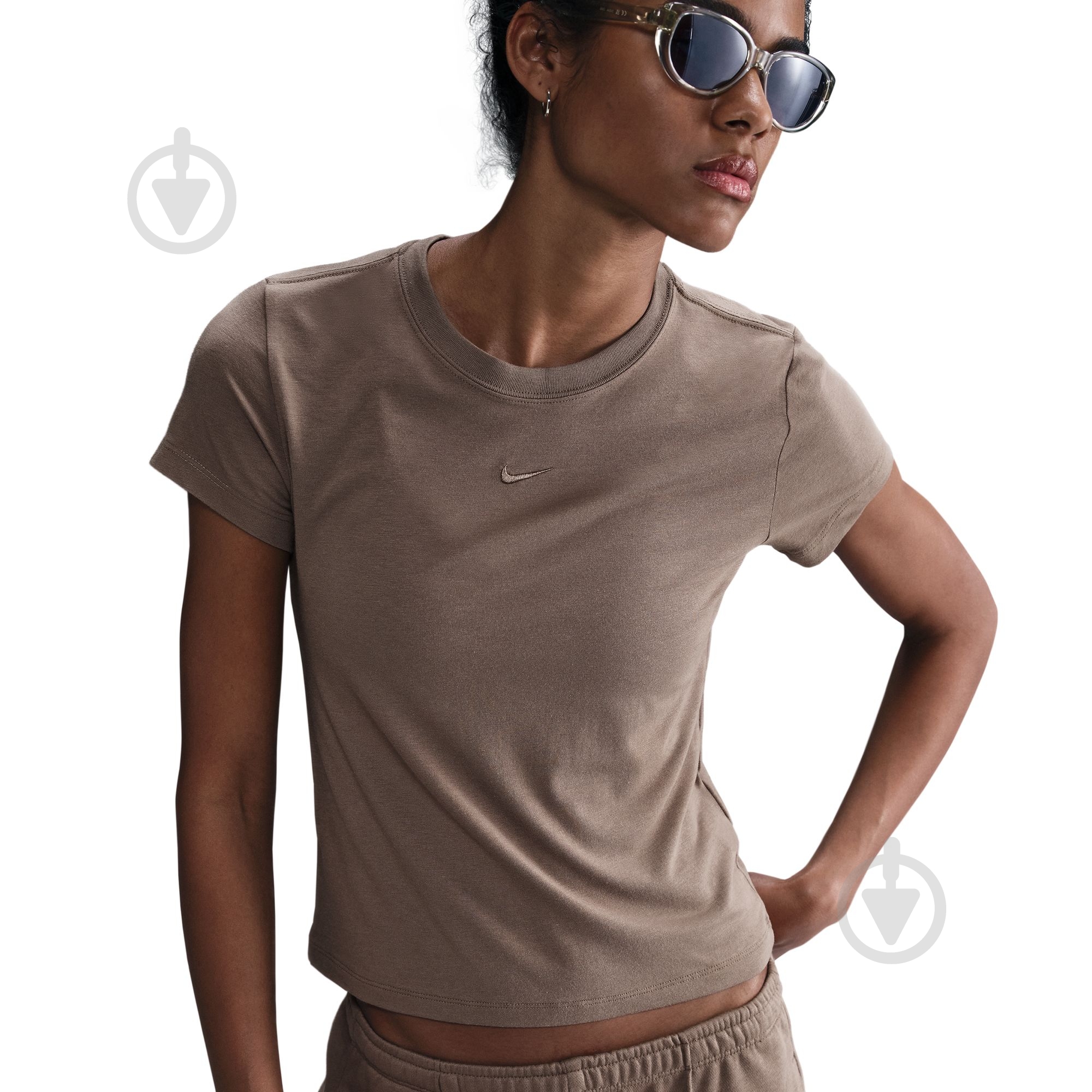 Футболка Nike W NSW NK CHLL KNT MD CRP FV5508-233 р.XS коричневый - фото 4