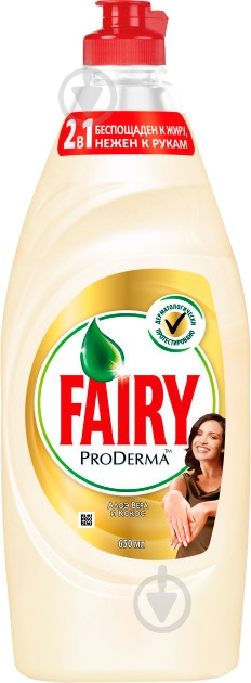 Засіб для ручного миття посуду Fairy ProDerma Алое Вера і Кокос 0,65 л - фото 1