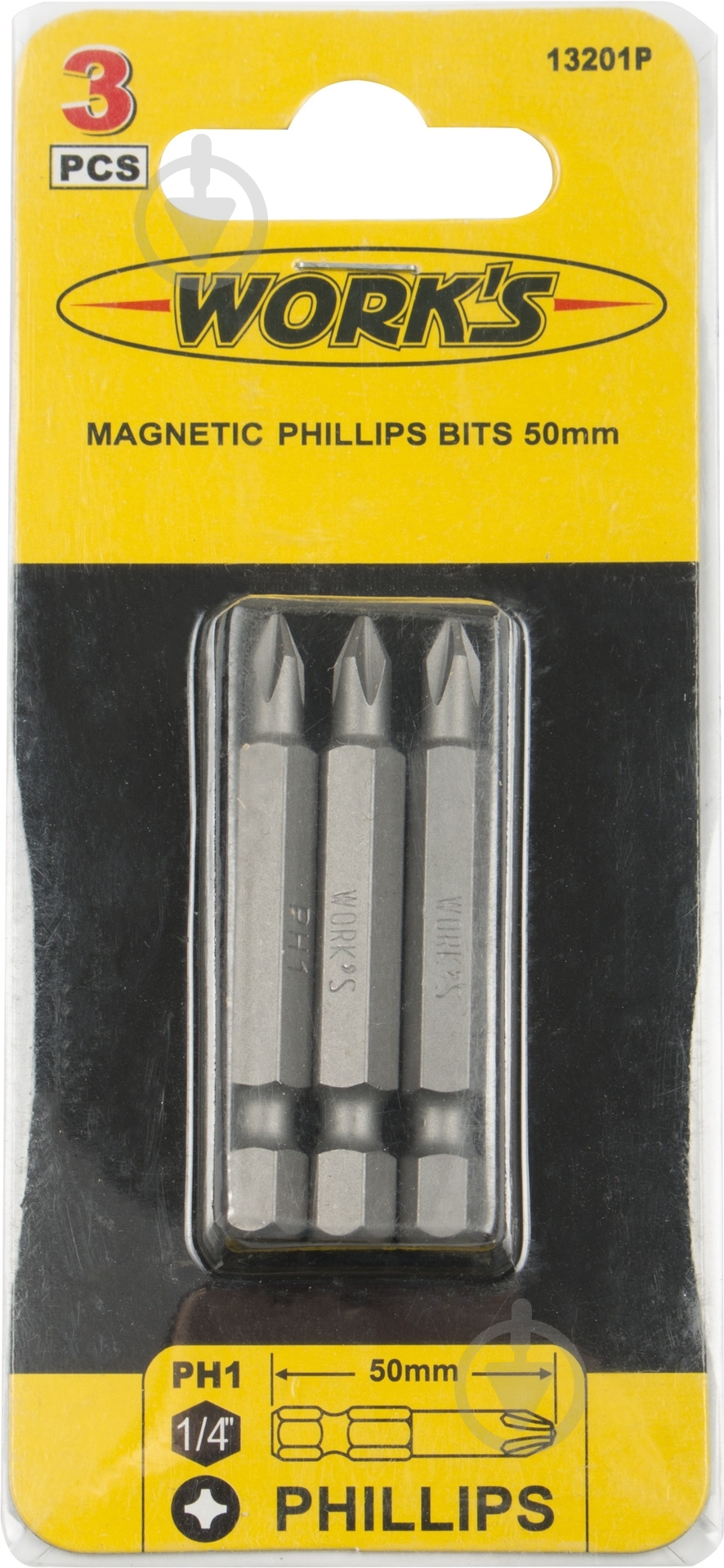 Бита Work's PH1x50 мм 3 шт. 13201P - фото 2 Бита Work's PH1x50 мм 3 шт. 13201P - фото 2