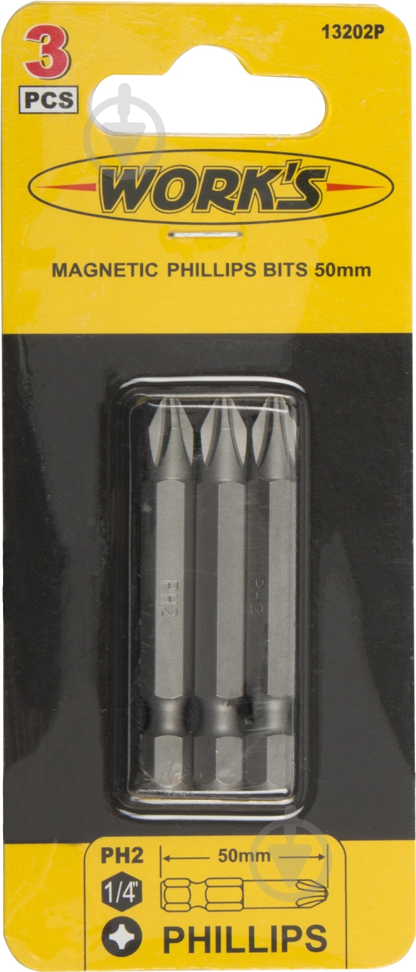 Бита Work's PH2x50 мм 3 шт. 13202P - фото 2 Бита Work's PH2x50 мм 3 шт. 13202P - фото 2