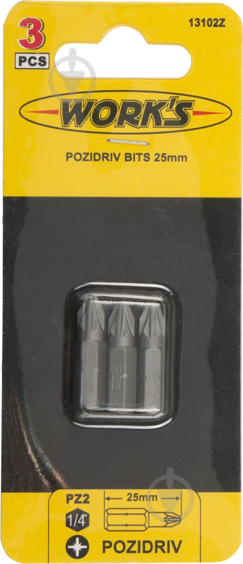 Бита Work's PZ2x25 мм 3 шт. 13102Z - фото 2 Бита Work's PZ2x25 мм 3 шт. 13102Z - фото 2