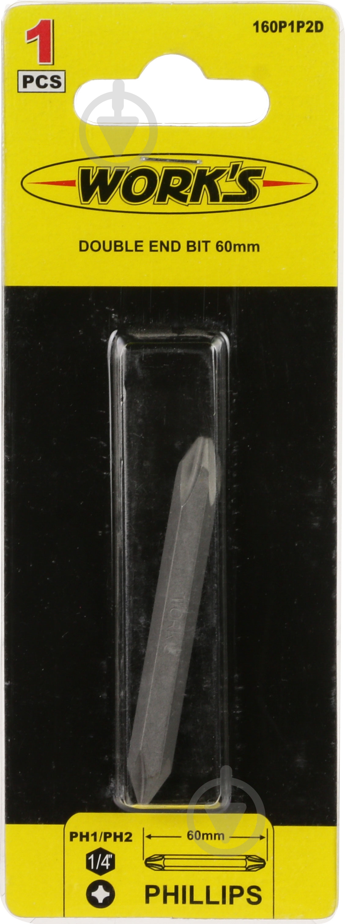 Бита Work's двухсторонняя PH1/PH2x60 мм 160P1P2D - фото 3 Бита Work's двухсторонняя PH1/PH2x60 мм 160P1P2D - фото 3