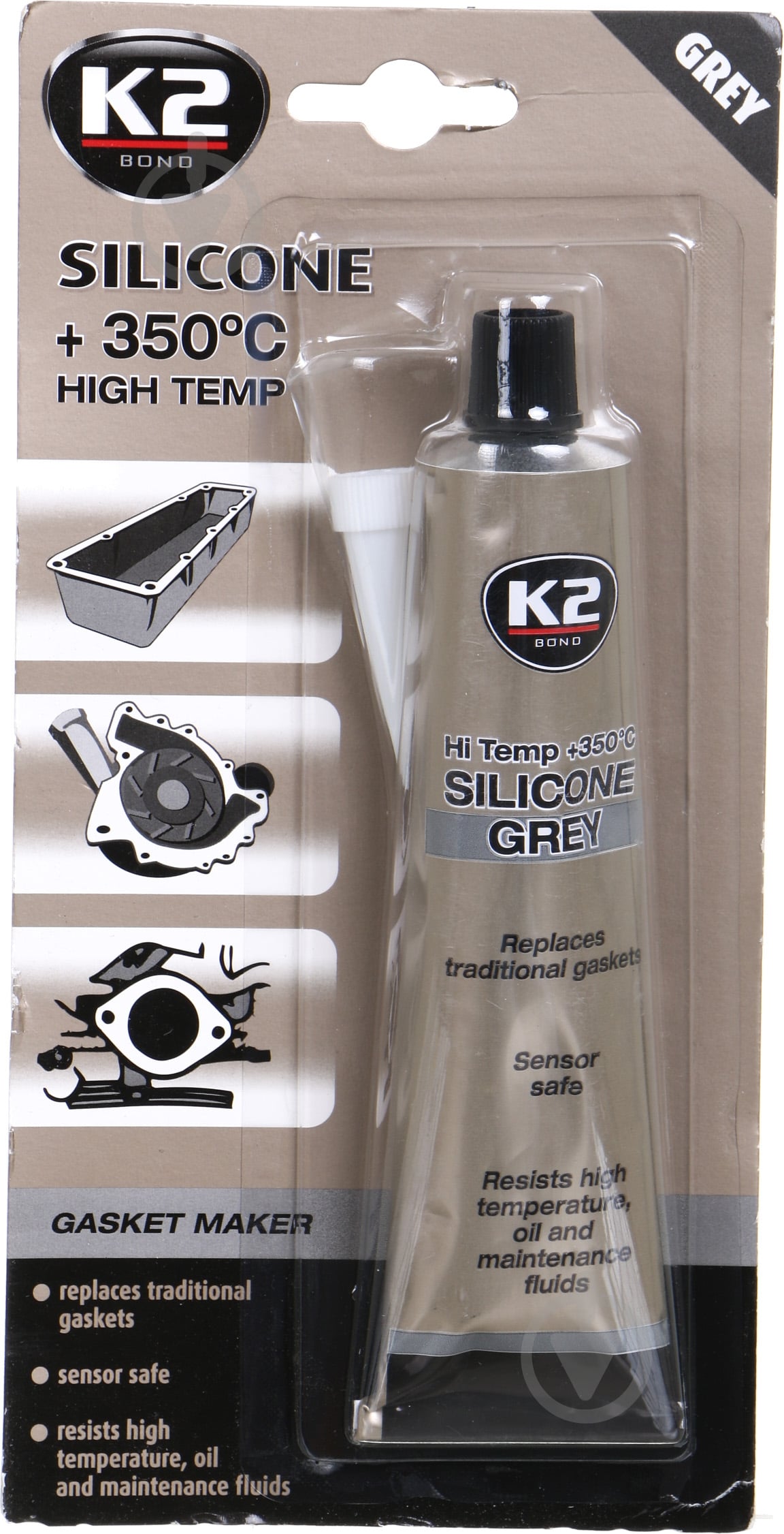 Силикон K2 герметик GREY SILICON +350С B250 85 мл - фото 1 Силикон K2 герметик GREY SILICON +350С B250 85 мл - фото 1