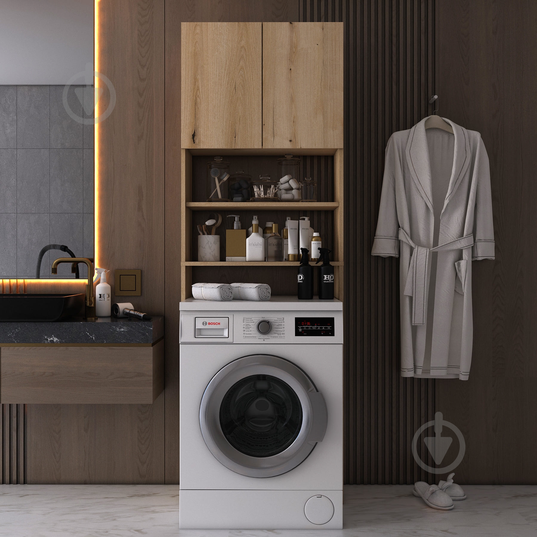 Шафа для пральної машини Doros Лола Міні дуб Евок - фото 4 Шафа для пральної машини Doros Лола Міні дуб Евок - фото 4