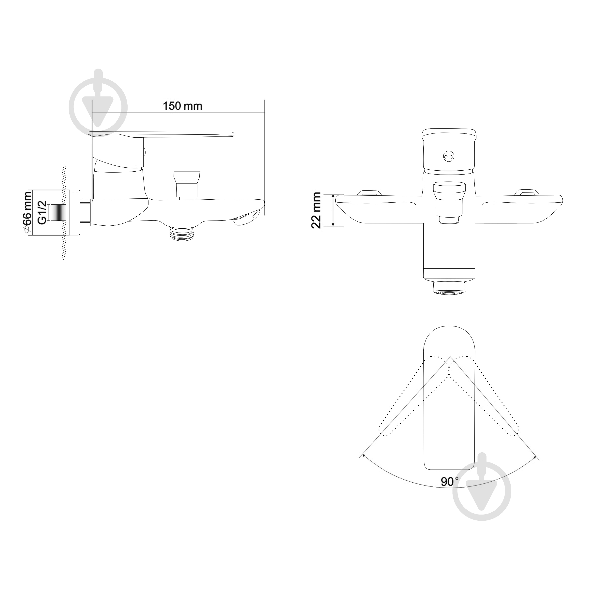 Смеситель для ванны RJ Stern RBZZ004-3 - фото 2