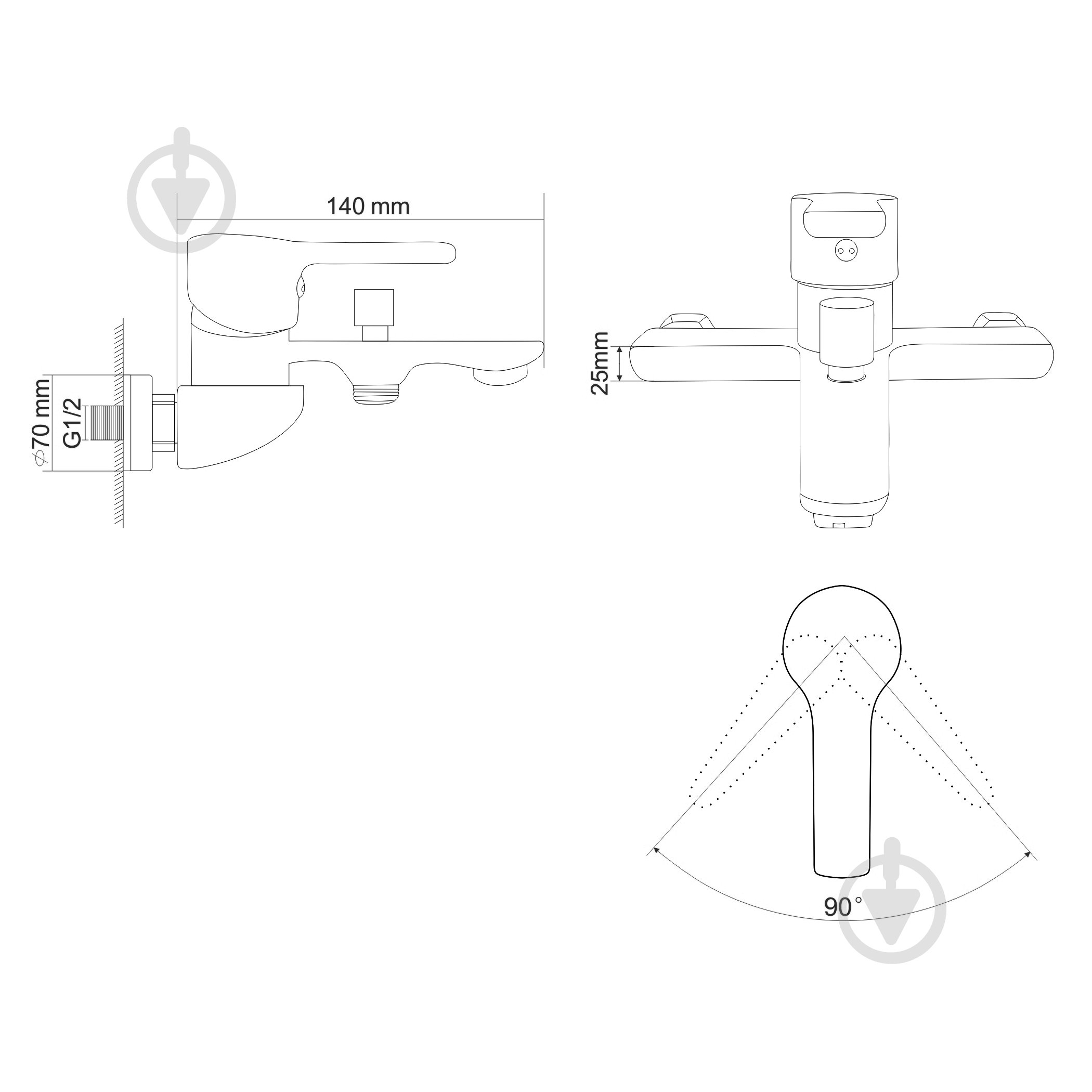 Смеситель для ванны RJ Luck RBZ080-3 - фото 2 Смеситель для ванны RJ Luck RBZ080-3 - фото 2