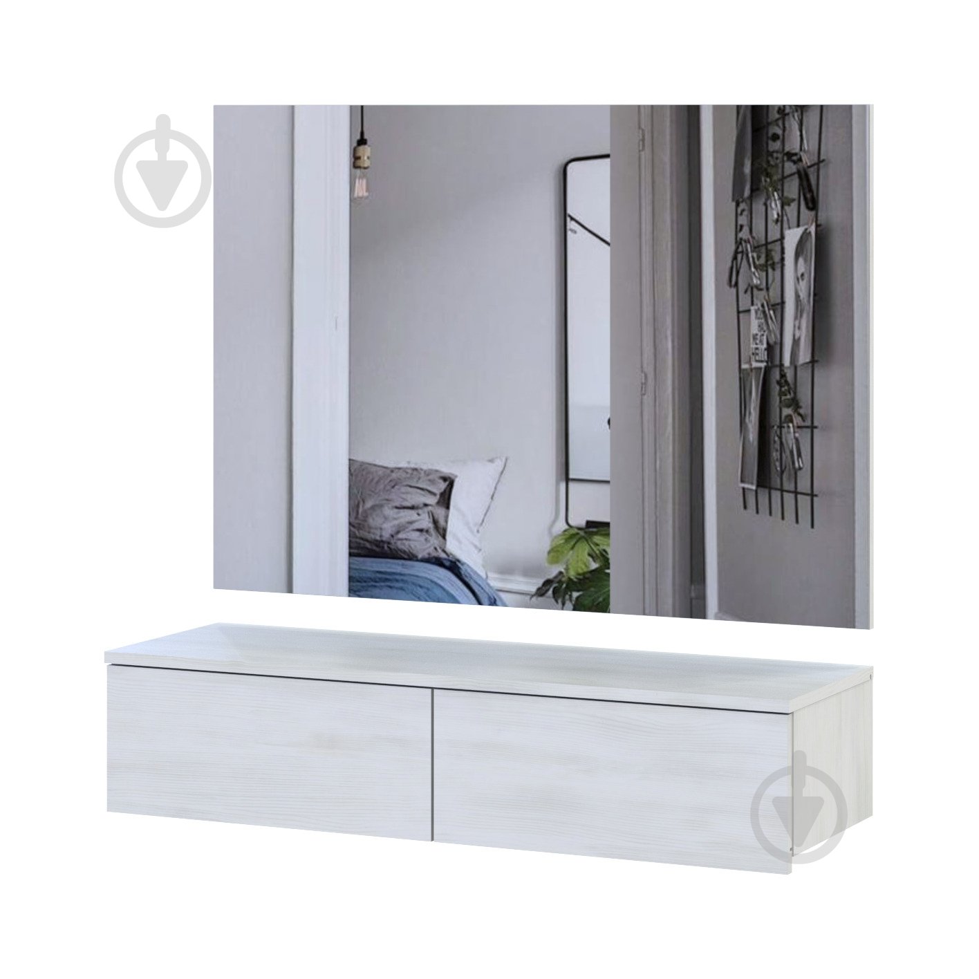 Тумба навісна Doros Левія з дзеркалом 1000x1000x320 мм біле дерево/білий - фото 1 Тумба навісна Doros Левія з дзеркалом 1000x1000x320 мм біле дерево/білий - фото 1