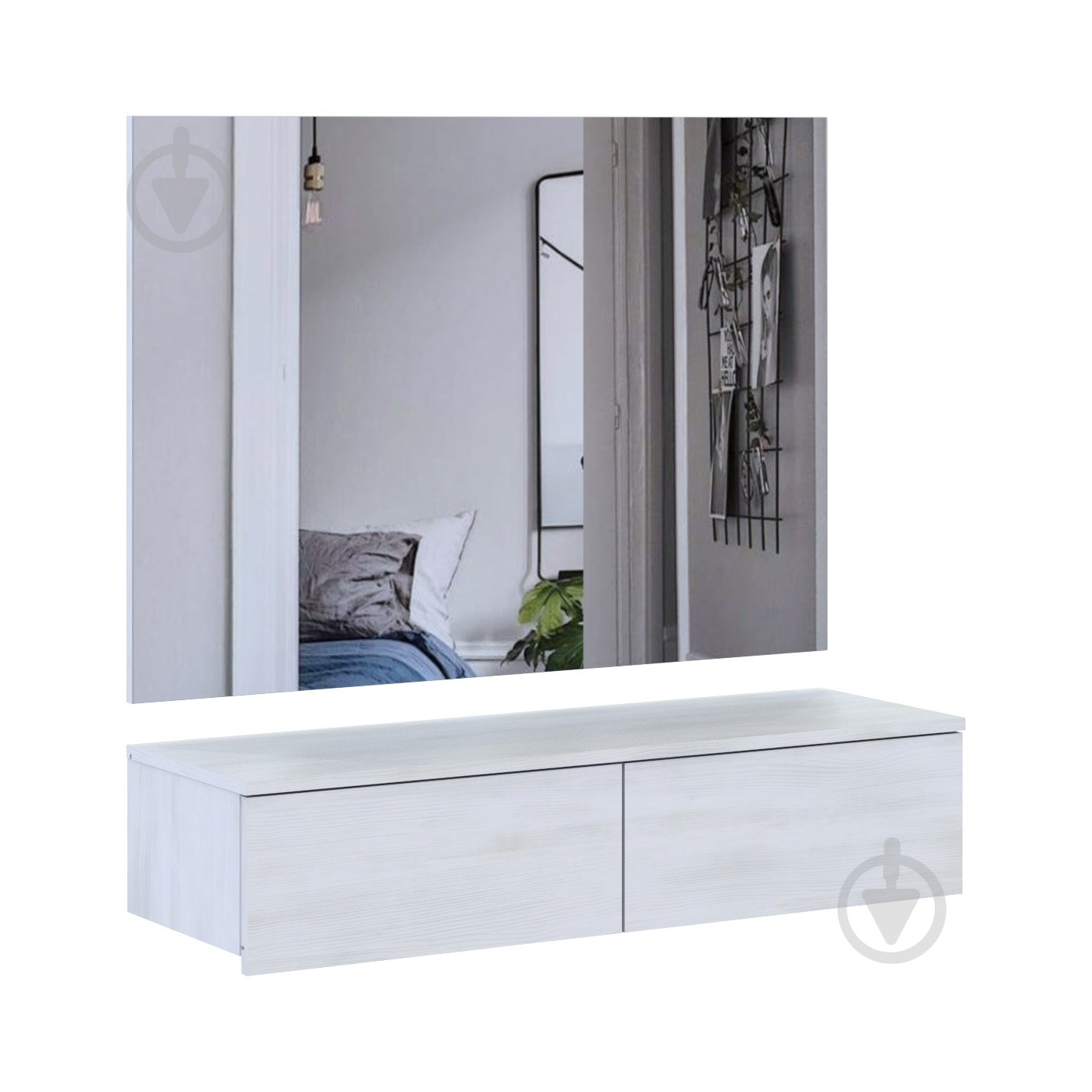 Тумба навісна Doros Левія з дзеркалом 1000x1000x320 мм біле дерево/білий - фото 4 Тумба навісна Doros Левія з дзеркалом 1000x1000x320 мм біле дерево/білий - фото 4