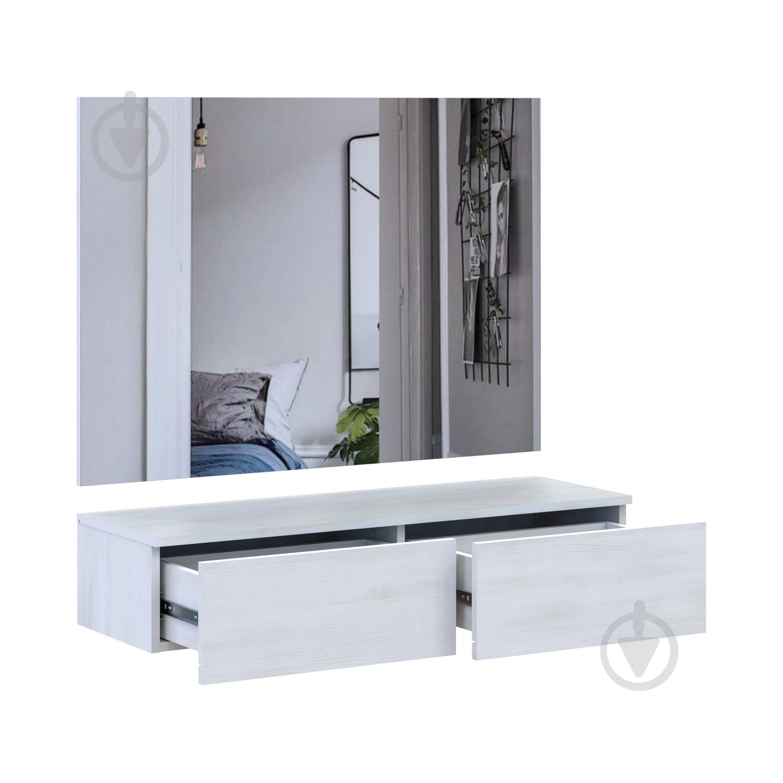 Тумба навісна Doros Левія з дзеркалом 1000x1000x320 мм біле дерево/білий - фото 5 Тумба навісна Doros Левія з дзеркалом 1000x1000x320 мм біле дерево/білий - фото 5