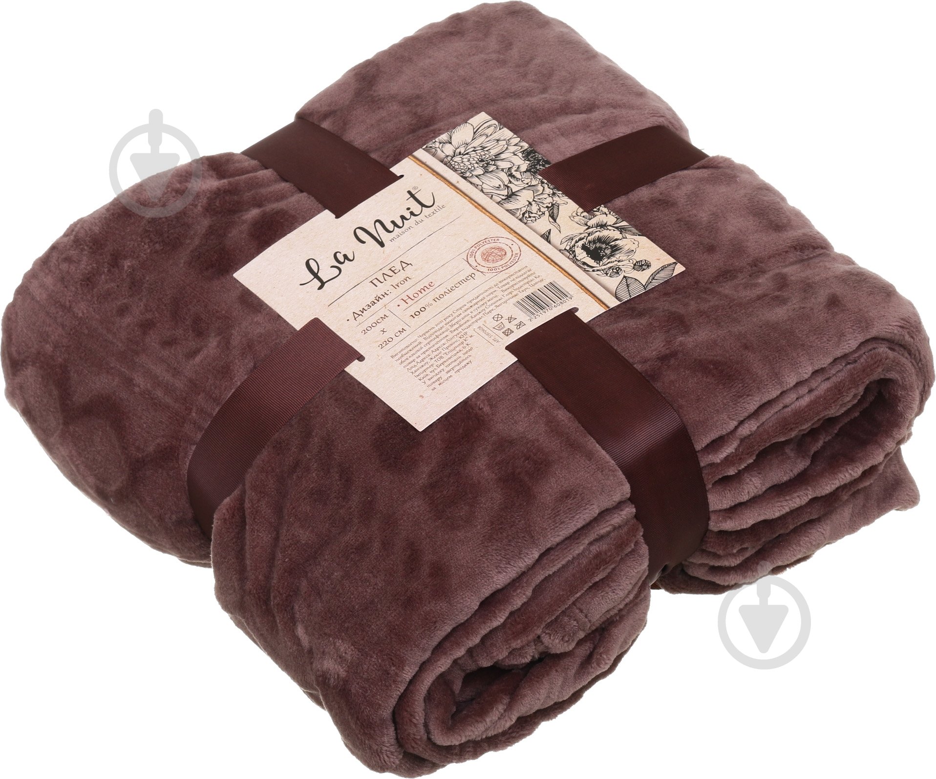 Плед Basic Iron 200x220 см коричневый La Nuit - фото 3