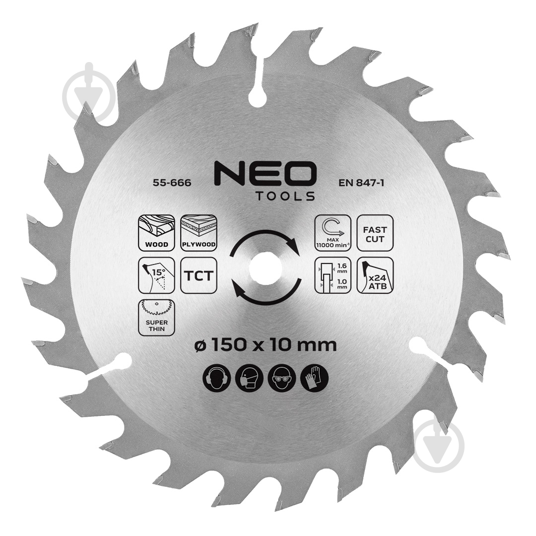 ᐉ Пильный диск NEO tools 150x10x1,6 Z24 55-666 • Купить в Киеве