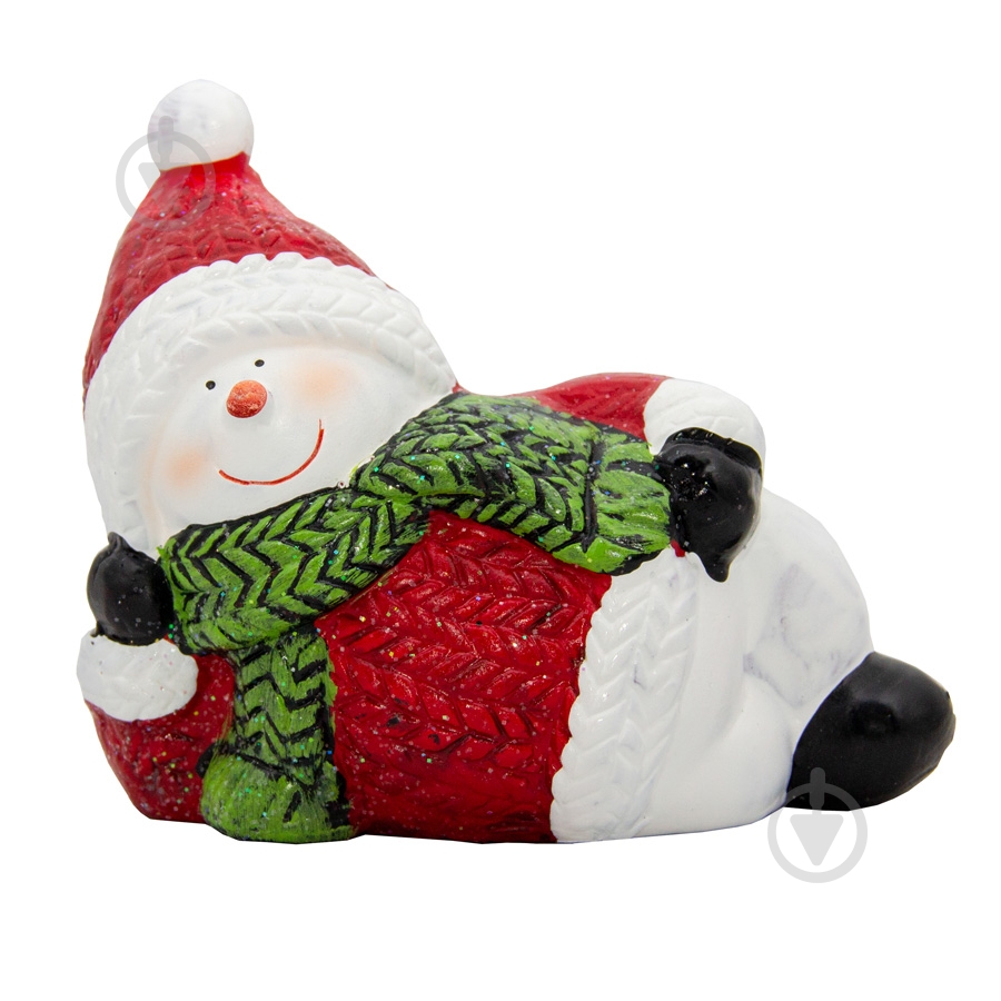 Украшение новогоднее Девилон Снеговик лежащий 11,1 см - фото 1